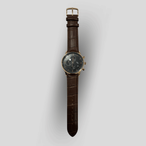 YSG Tailors watch brown leather black face gold