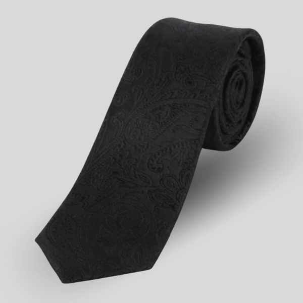 ysg tailors menswear black paisley tie