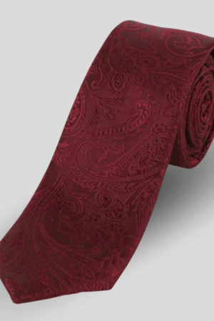 ysg tailors menswear burgundy paisley tie