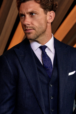 the bradman chalk stripe navy suit